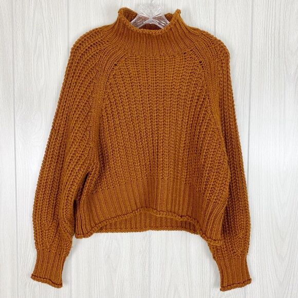 H&M | Burnt Orange Cropped Mock Neck Knit Sweater Size Small - Picture 1 of 10